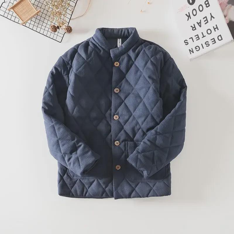 L113 Men's Retro Chinese Stand Collar Casual Cotton Coat