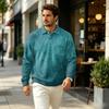 Men's Fall Casual Outdoor Knit Pullover Long Sleeve Top with Collar and Pocket, Printed