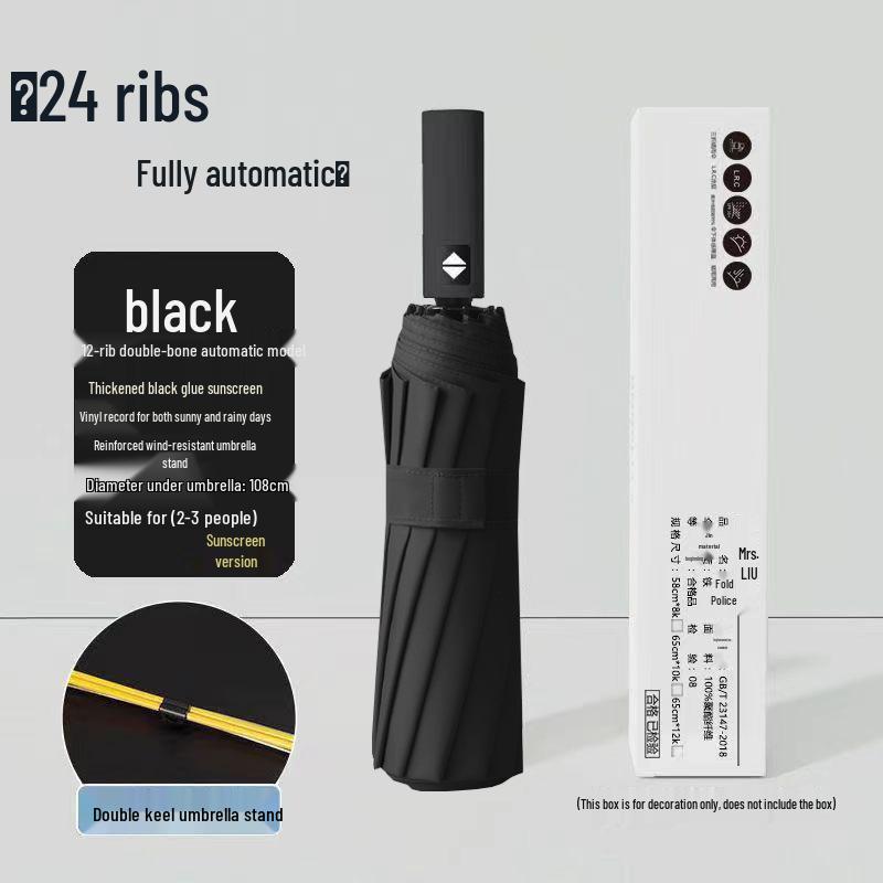 Q Fully Automatic Extra-Large Umbrella: Sun & Rain Dual Use, Reinforced Anti-UV Sunshade for Men & Women.