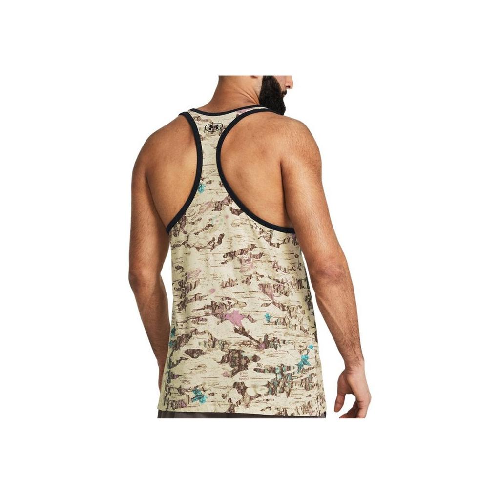 Under Armour Project Rock All Over Print Maglietta da Allenamento Senza Maniche Uomo Top Rosa Polvere Grigio 1383226-273