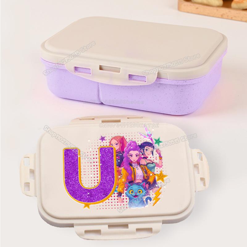 Kpop Demon Hunters Letter A-Z Bento Boxes Rumi Mira Zoey Student Lunch Box School Office Microwave Portable Fruit Food Container