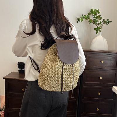 New High-end Straw Bag Versatile Women's Backpack Handwoven Bag Large-capacity Seaside Vacation Beach Bag