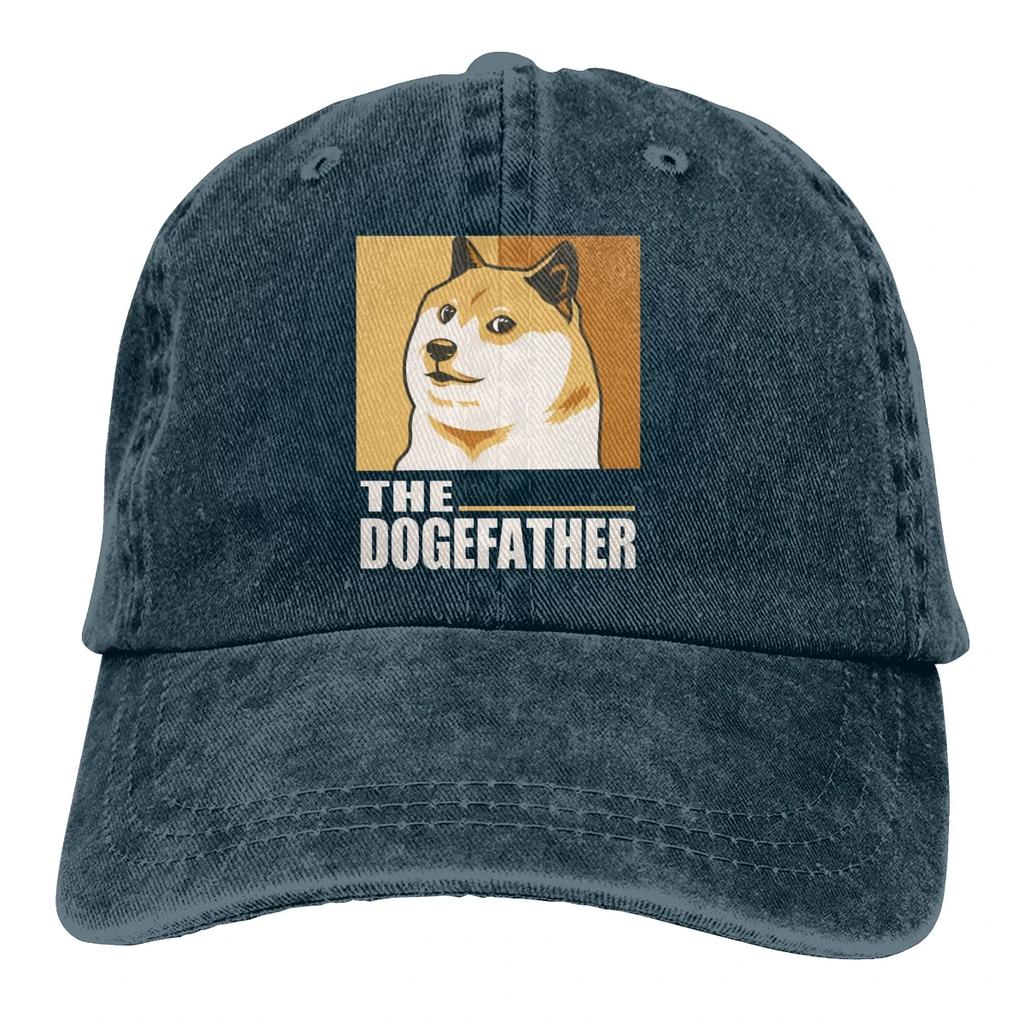 Dogecoin Baseballkappe Herren Elon Musk The DogeFather Lustige Kappen Farben Damen Sommer Snapback-Kappen