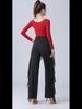 Women's High Waist Ruffled Wide-Leg Latin Dance Pants