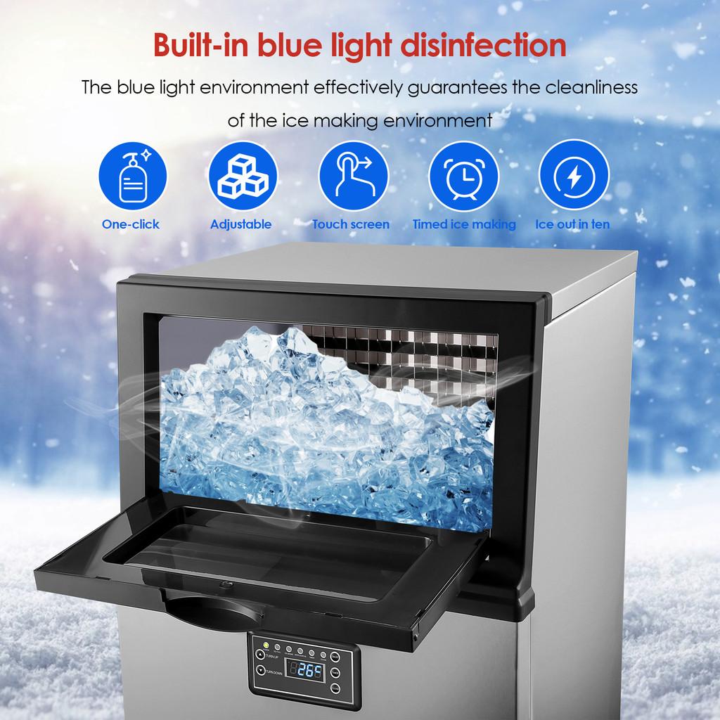 250W Commercial Electric Ice Maker 30L Large Capacity Stainless Steel Ice Making Machine Kitchen Cube Ice Maker