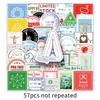 57-Piece Retro Postmark Sticker Set: Cartoon Stamps, Graffiti, Suitcase and Journal Decor.