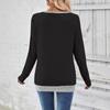 Women's Casual And Comfortable Three-button Color-blocked V-neck Long Sleeve