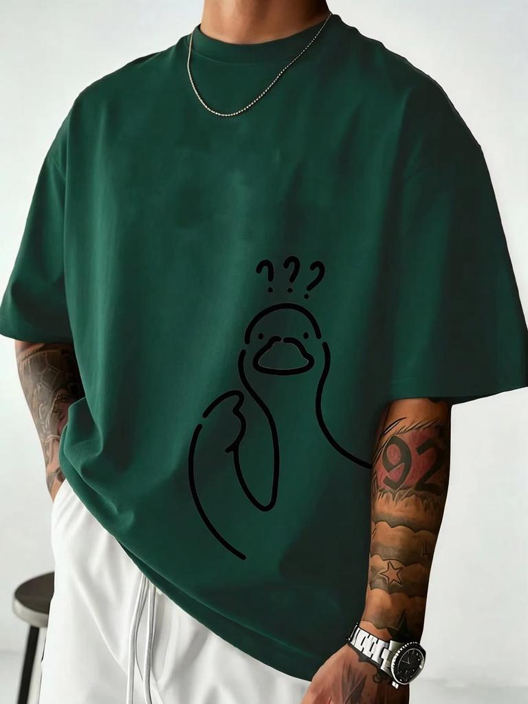 Cotton Summer Unisexs Casual Fashion Loose Cartoon Print Round Neck Short Sleeved Tshirt Versatile Top Fashion Streetwear Fashion
