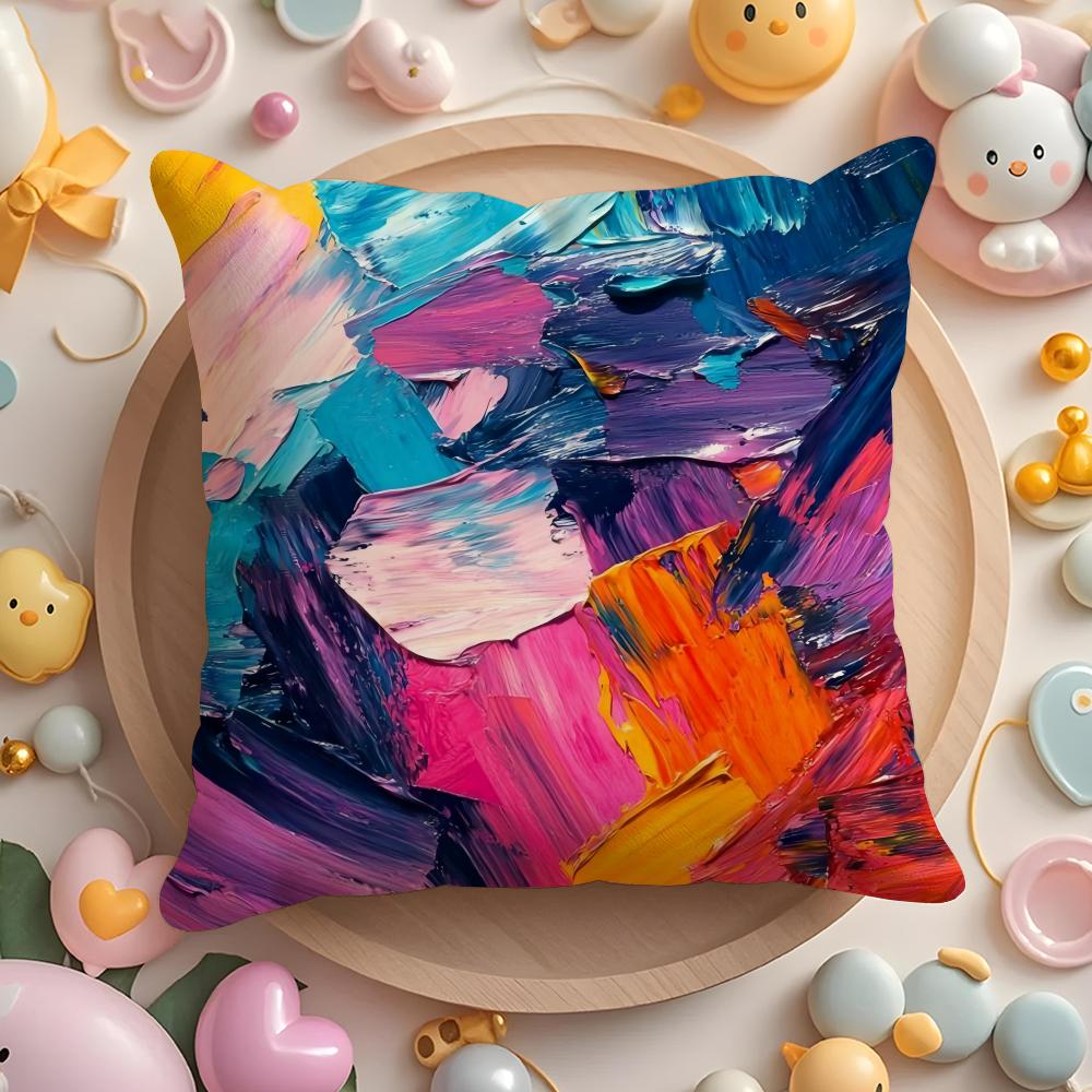 Color paint Cushion Cover Home & Car Multi-Scene Pillow Cover - Reversible, Soft & Durable for Daily Use