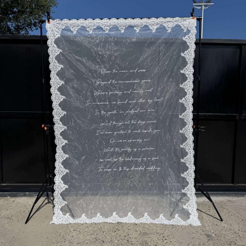Lace Yarn Wedding Welcome Sign Photo Backdrop Prop