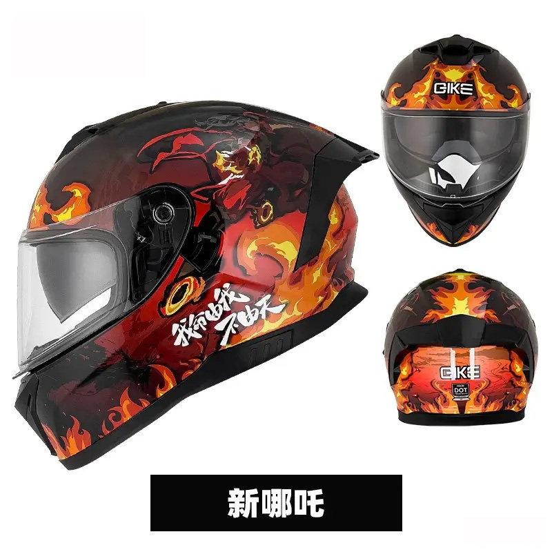 DOT ECE Certified Unisex Motorcycle Helmet Double Mirror Full Face Knight Helmet Racing Style Four Seasons Universal Double Helm