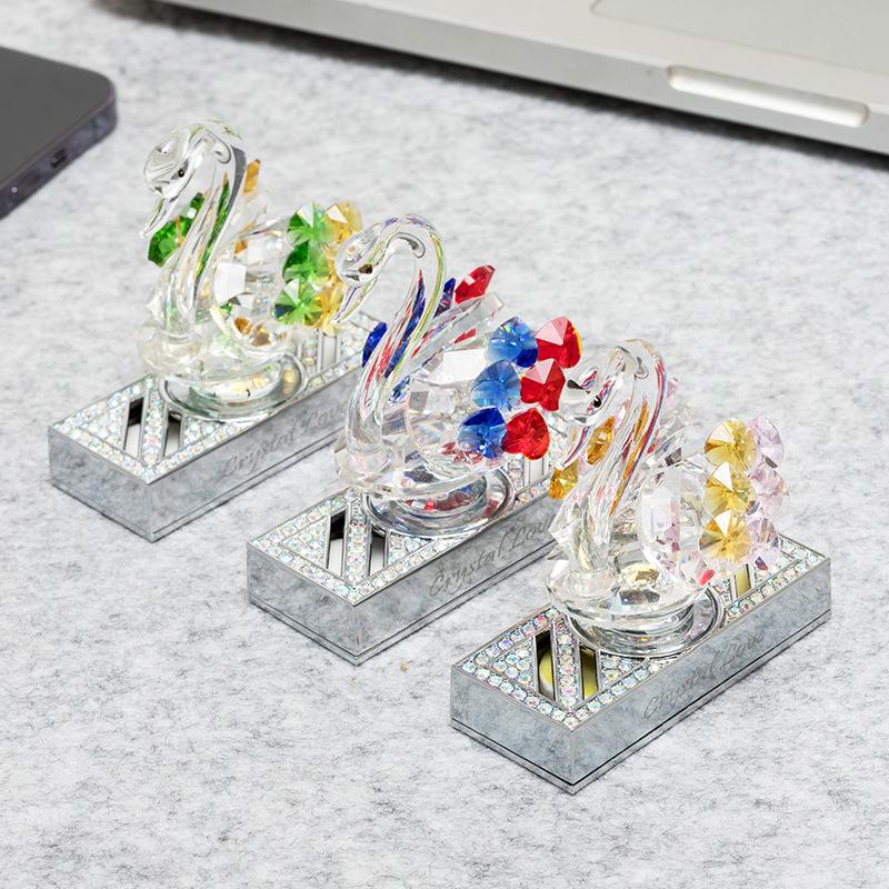 Crystal Swan Car Air Freshener & Perfume Holder - Stylish Interior Ornament