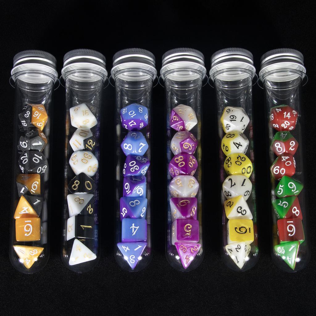 Splic Colors DND Dice 7pcs Polyhedral Game Dice with Tube for DND RPG Game Table Game
