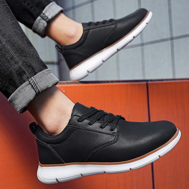 Spring Men's PU Leather Sneakers Business Casual Shoes for Man Outdoor Breathable Sneakers Male Fashion Loafers Walking Footwear