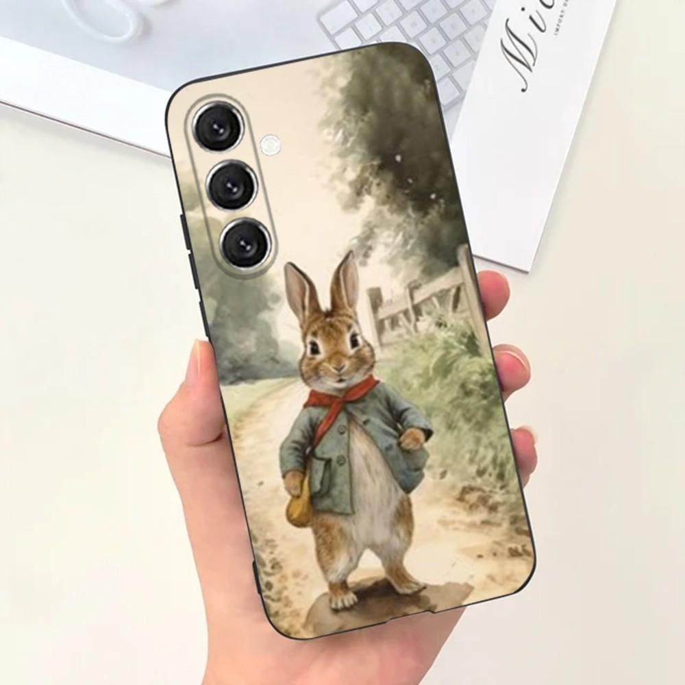 Cute P-PeterS Rabbit Phone Case For Samsung S25,S24,S21,S22,S23,S30,Ultra,S20,Plus,Fe,Lite,Note,10,9,5G Black Cover