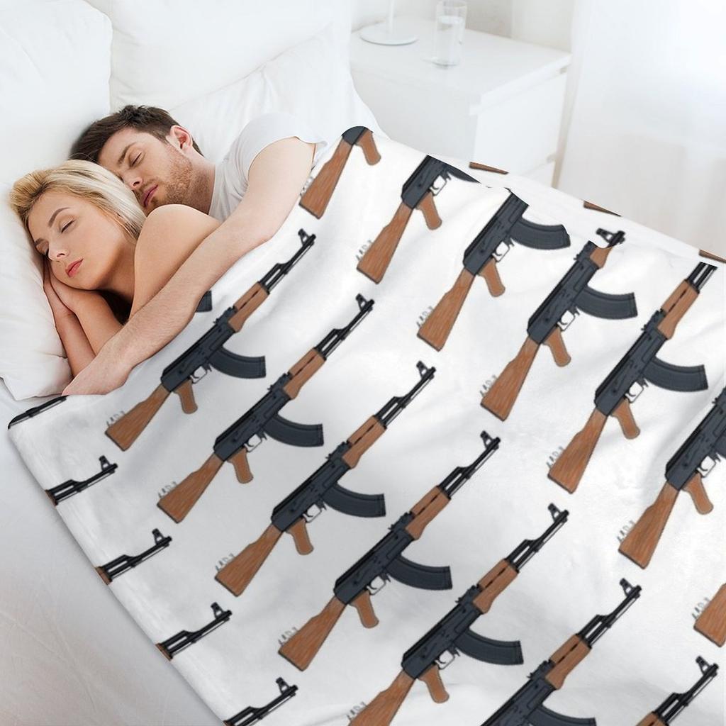 AK-47, Kalashnikov Rifle Throw Blanket Warm Winter Decorative Decorative Sofas Winter Beds Blankets