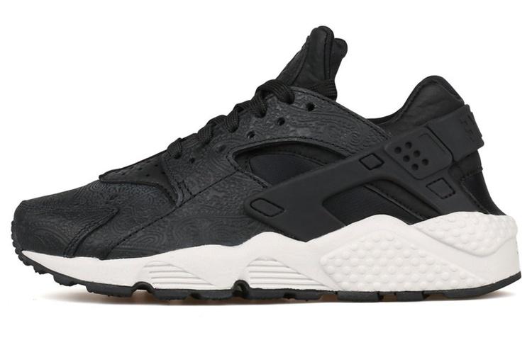 Nike Air Huarache Run Premium Black/Black Light Bone Women s 683818-010 36.5