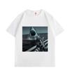 Katzen-Selfie mit Hai Lustige Grafik-T-Shirts Herren Damen Mode Vintage Kurzarm-T-Shirts Sommer Locker Baumwoll-T-Shirt