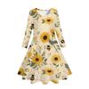 Girls' 3D Sunflower Dress Long Sleeve Summer Spring Vacation Daily Holiday Princess Beautiful Sweet Kids 4-12 Years Casual Dress A Line Dress