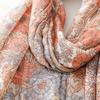 Yitao Soft Pink Floral Scarf - Cotton & Linen Feel with Silver Silk Accents, Fashionable Ladies' Shawl