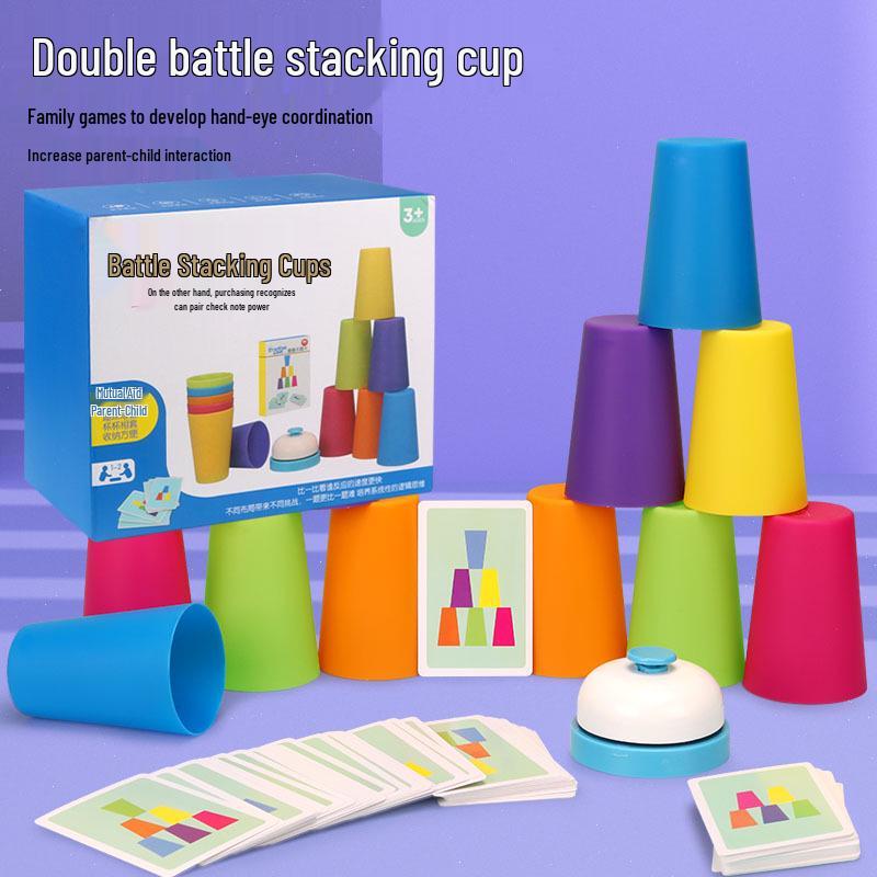 Kindergarten Stacking Cup Toy: Double Interaction Cognitive Puzzle Game for Children