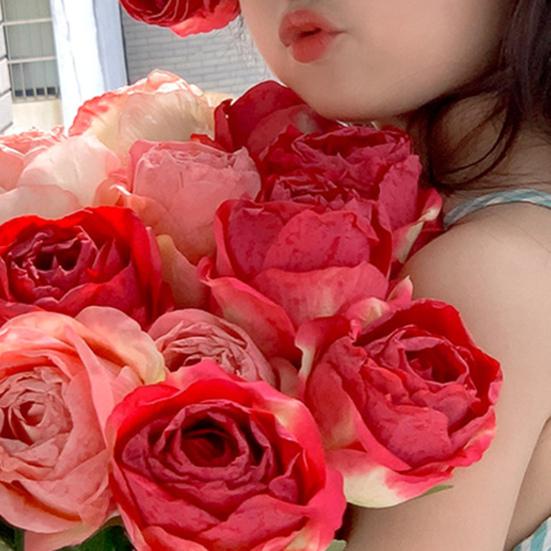 Artificial Roses Long-lasting Faux Silk Flowers Realistic Fake Roses with Flexible Stems for Vase Flower Arrangements Home Wedding Decor