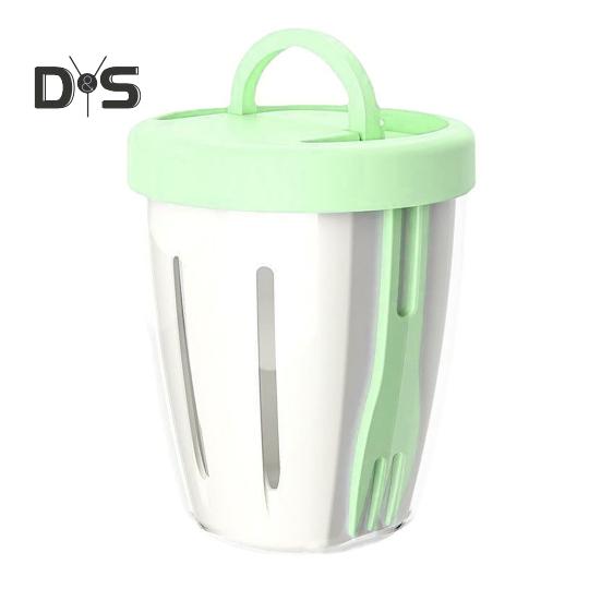Double-layer Salad Cup Portable Fruit Container with Fork Leakproof Sealed Food Box for Picnic Outdoor Travel