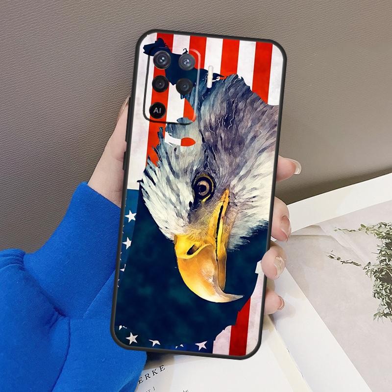 American USA Flag Eagle Case For Oppo A77 A57 A17 A60 A80 A40 A74 A54 A94 A78 A98 A18 A38 A58 A96 A76 A16 A15 A5 Pro
