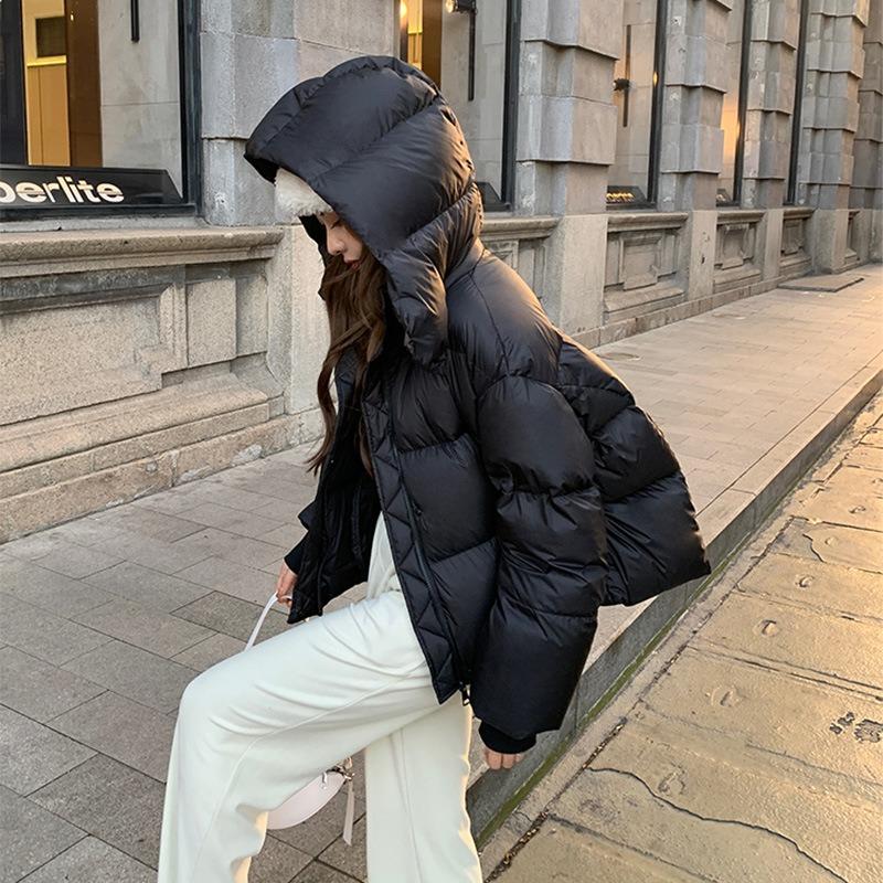 New down padded clothes women's short coat thickened padded jacket loose hooded winter small bread padded clothes