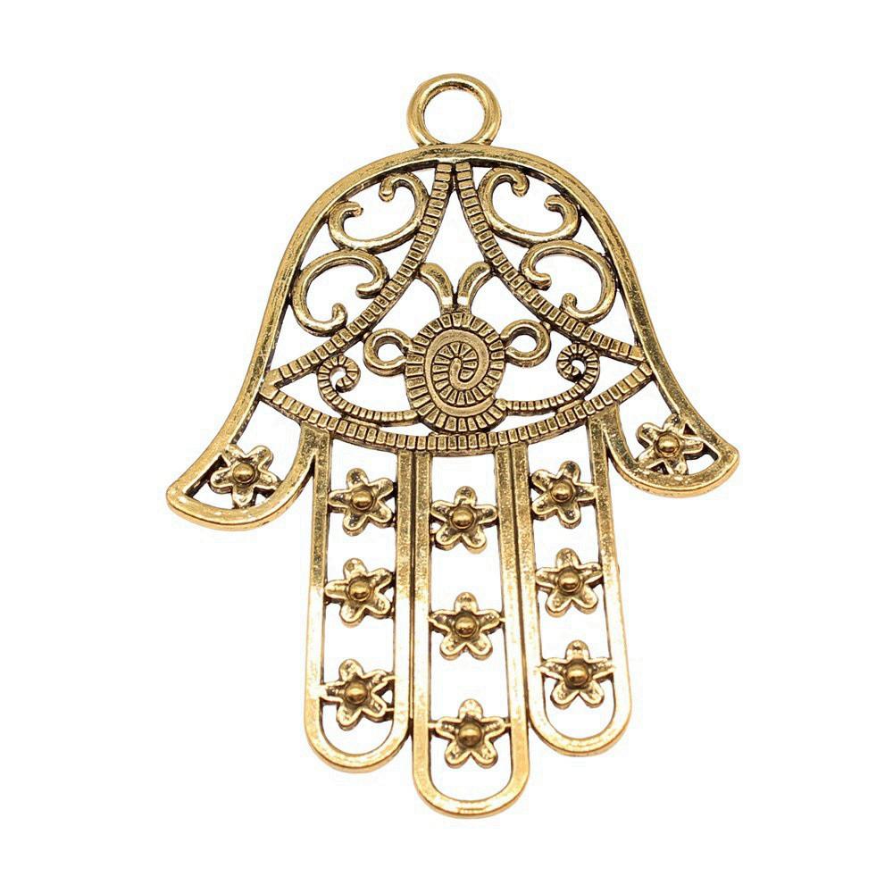 Alloy Hamsa Hand Charms Amulet Pendants For Good Luck Jewelry Making