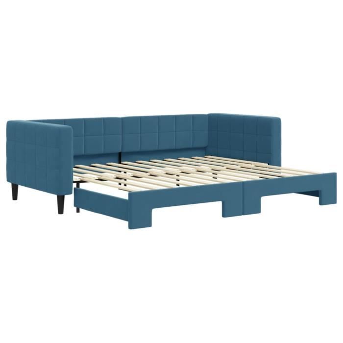 VidaXL Daybed with Pull-out Bed Blue 90x200 Cm Velvet 3196690