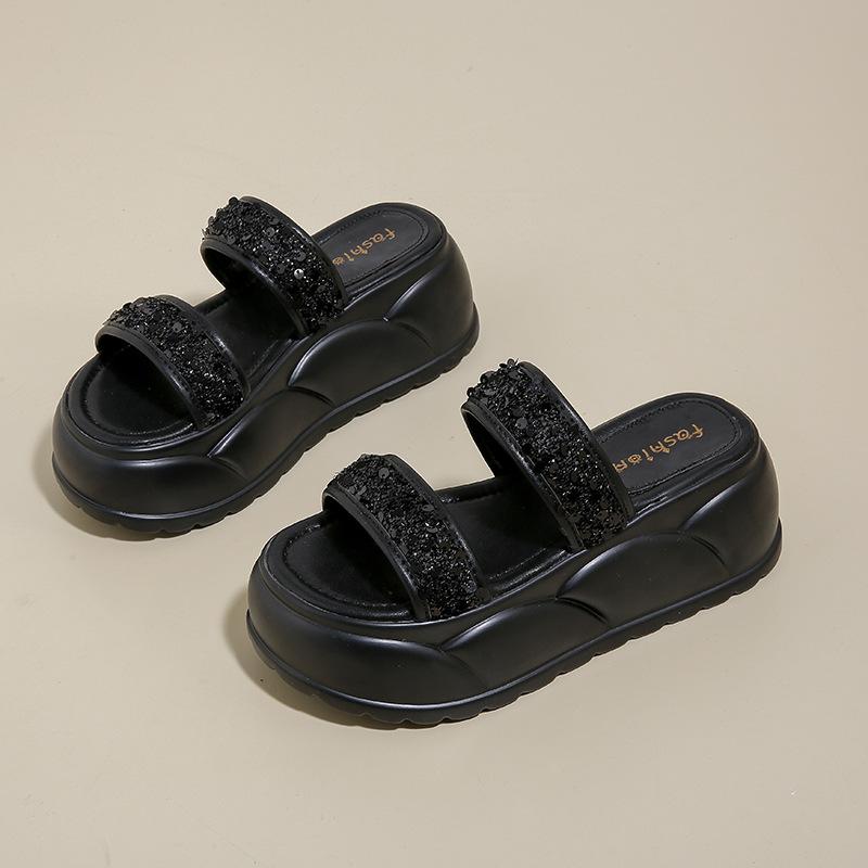 

thick-soled non-slip slippers women s summer new comfortable and versatile height-increasing sandals with one word to wear women s slippers 34
