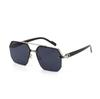 Trendy Polygonal Rimless Double Bridge Sunglasses - Stylish Sunshade Glasses