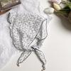 Triangle Scarf Scarf Female Retro Literary Floral Cotton and Linen Neck Protector Decorative Pearl Small Pendant Small Scarf Headband