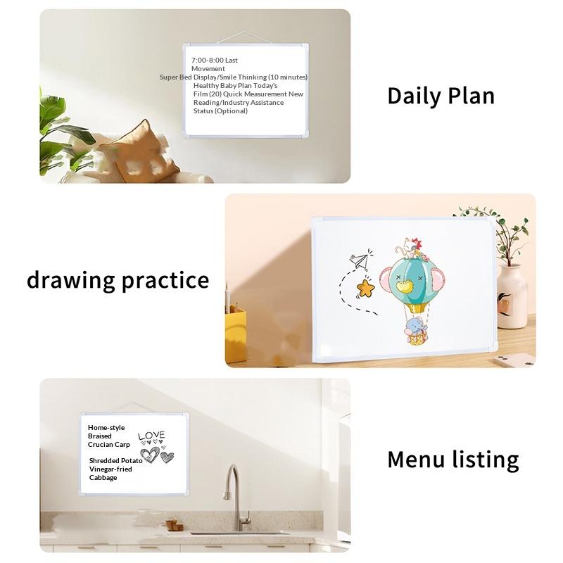 1 Set 16" X 12" Wall Mounted Whiteboard Small Double-Sided Graffiti Drawing Board With 3 Markers & 4 Magnets Dry Erase Board