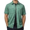 Mens Black Denim Short Sleeve Shirt Turn-down Collar Casual Loose Fit Button Down Top