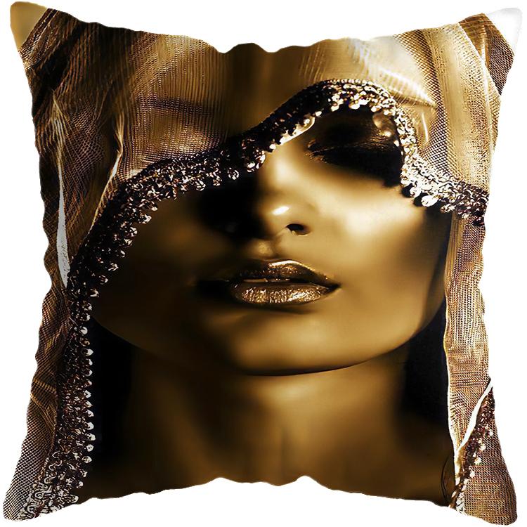 Pillowcase Bedroom Black and Gold African Woman Living Room Pillow Decoration Cushion