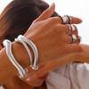 Design Sense Metal Irregular Lava Bracelet Women, Fashion Niche Open Glossy Bracelet Set