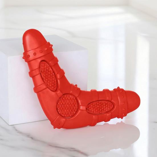 Dog Teething Toy with Cowhide Scent Natural Chew Attraction Bite-Resistant Silicone Oral Care Dog Toy for Small Medium Dogs