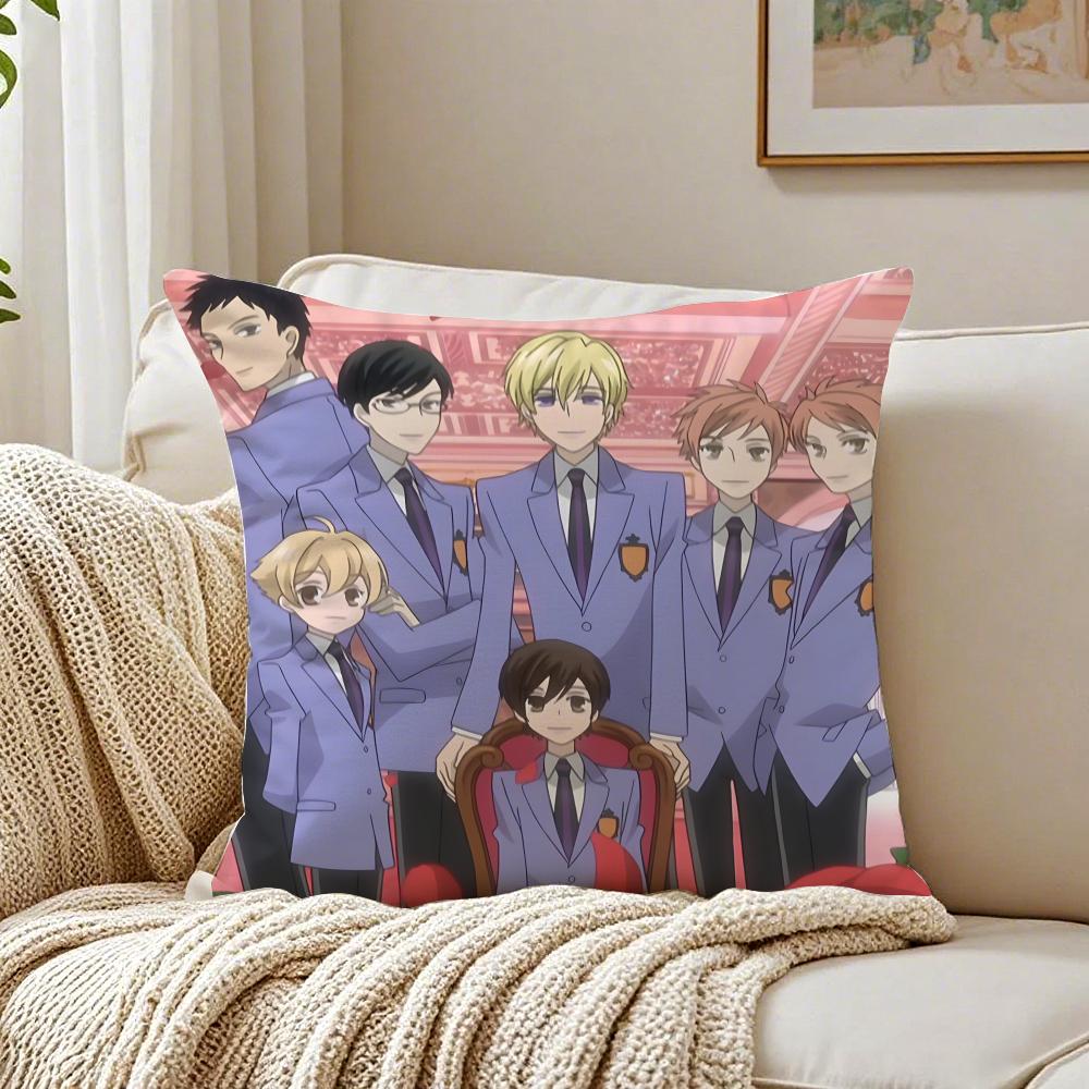 Funny Romance Anime OOuran High School Cushion Cover Linen Pillowcase Soft for Sofa Bed Home Room Decor