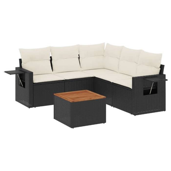 VidaXL Salon de Jardin avec Coussins 6 pcs, Canapés de Terrasse, Ensemble de Meubles de Patio, Mobilier d'Extérieur, Noir 3224558