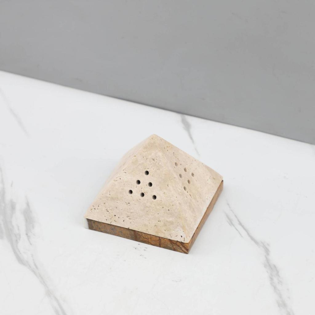 Pyramid Incense Burner StoneLike Holder with Base Stable Censer for Hotel Reception,