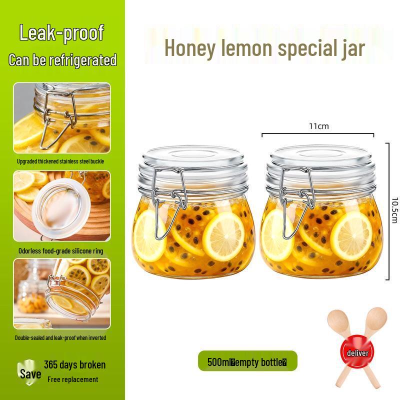 HANDUNYOU Glass Pickle & Storage Jar Set with Spoons