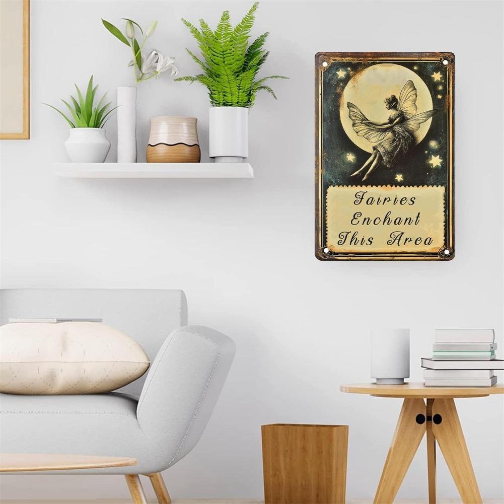 Magic Fairy Garden Metal Signs for Outside.Whimsical Fairies Wall Decor,Vintage Tin Sign for Yard Gardening Decor Outdoor