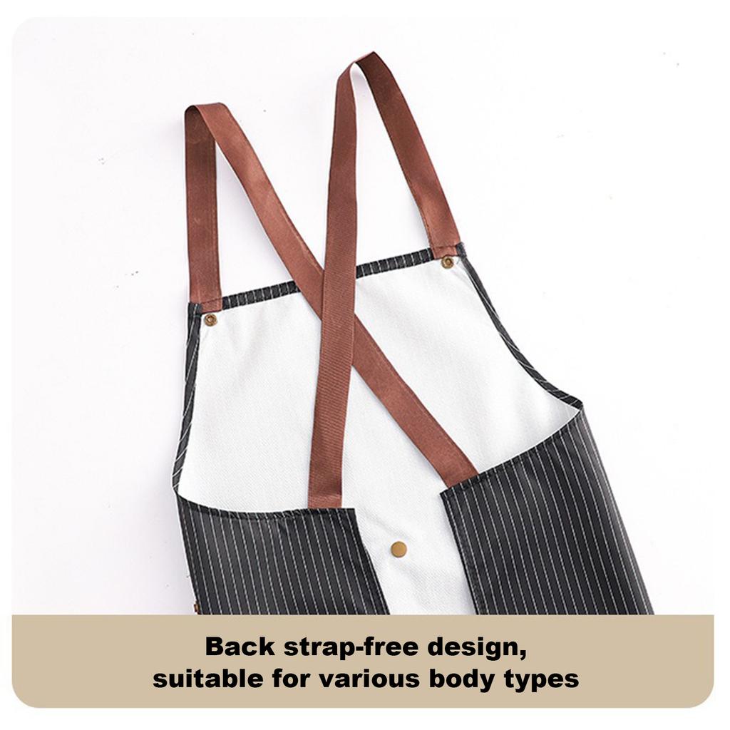 Waterproof Kitchen Apron with 2 Removable Towel Pockets No-Tie Cross Back Chef Apron for Men & Women Cooking Baking Grilling BBQ