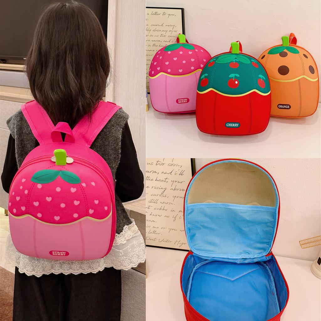 Letter Cherry Fruit Pattern Kids Kindergarten Backpack For School Travel Use