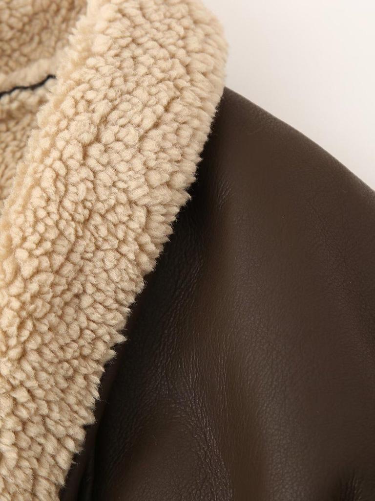 2024 Women's Winter Shearling Coat - European & American Style with Waist-Slimming Lace-Up