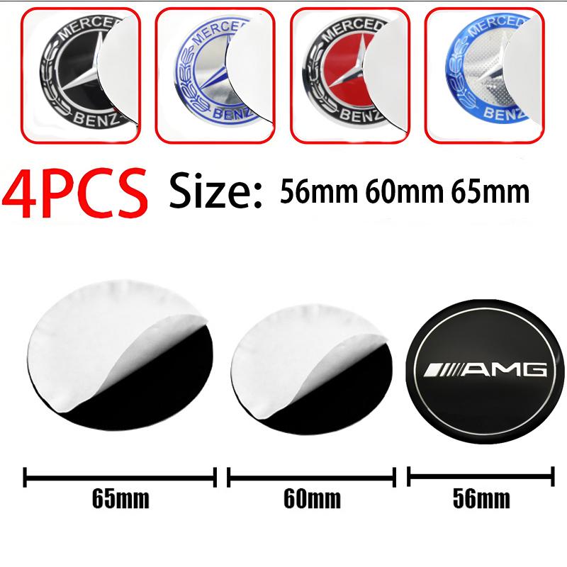 4pc 56mm 60mm 65mm Car Logo Wheel Center Stickers Auto Accessories For Mercedes Benz AMG W204 W124 W205 W203 W211 W201 W108 W210 WS62sa