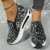 Fashion Shiny Sequin Platform Loafers for Women New Fashion Thick Sole Slip-On Sneakers Woman Lightweight Height Increasing Casual Shoes