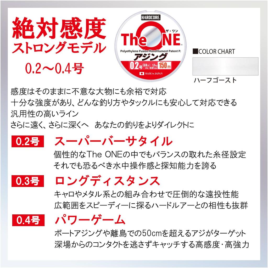 DUEL The ONE Ajing 150m Half Ghost Ajing Sensitivity 0.2 Color Ultra-High